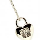 Clear Necklace Pendant Crystal Studs Heart Lock 1 Inch Pendant 18 Inch Long 113114-9996RDCLR