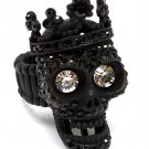 Ring Adjustable Stretch Metal Casting Crystal Stone 1 1 2 Inch Tall 113118-1090BKCLR