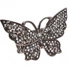 Black Ring Adjustable Stretch Crystal Studs Butterfly Pave Set 1 Inch Tall 113118-2208BNBKA