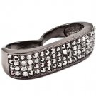 Black Ring Size Two Finger Ring Crystal Studs Pave Set Size 7 11 Mm Tall 1 1 2 In 113118-991157BNBKA