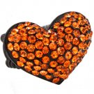 Orange Ring Adjustable Stretch Valentine Heart Crystal Studs Pave Set 20 Mm Tall 113118-99822BKORG