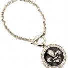 Clear Bracelet Toggle Crystal Studs Fleur De Lis Enamel Round Pendant 1 Inch Pendant 11312-1094RDCLR