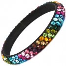 Multi Colored Bracelet Bangle Metal Casting Crystal Studs Texture 11 Mm Width 11312-997411BKMLT