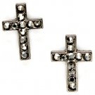Black Earring Post Earring Crystal Studs Cross Pave Set Religious 15 Mm Drop 11315-1009BNBLK