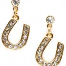 Clear Earring Post Earring Crystal Studs Texture Horseshoe 1 Inch Drop 11315-1078GDCLR