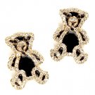 Clear Earring Post Earring Bear Crystal Studs Enamel 1 Inch Drop 11315-1250GDCLR