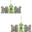 Green Earring Fish Hook Crystal Studs Mom Tennis Ball Sports Texture 1 1 2 Inch Widt 11315-1371RDGRN