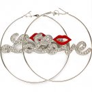 Clear Earring Pin Catch Hoop Love Crystal Studs Lip Enamel 2 3 4 Inch Drop 11315-1385RDCLR