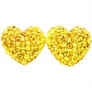 Yellow Earring Post Earring Valentine Heart Crystal Studs Pave Set 15 Mm Drop 11315-2002RDYEW