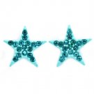 Teal Earring Post Earring Star Crystal Studs Pave Set 13 Mm Drop 11315-2003RDTEL