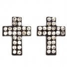 Clear Earring Post Earring Cross Crystal Studs Pave Set 10 Mm Drop 11315-2005BKCLR