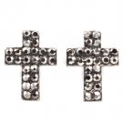 Black Earring Post Earring Cross Crystal Studs Pave Set 10 Mm Drop 11315-2005BNBLK