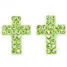 Green Earring Post Earring Cross Crystal Studs Pave Set 10 Mm Drop 11315-2005RDGRN