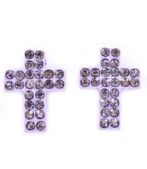 Purple Earring Post Earring Cross Crystal Studs Pave Set 10 Mm Drop 11315-2005RDPRA