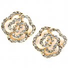 Clear Earring Post Earring Crystal Studs Flower Pave Set 18 Mm Drop 11315-2055GDCLR