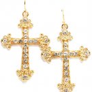 Clear Earring Post Earring Crystal Studs Texture Cross Religious Filigree 1 3 4 Inch 11315-2070AGCLR
