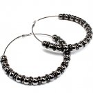 Black Earring Pin Catch Hoop Celebrity Inspired Metal Beads 10 Mm Bead 3 1 2 Inch Dr 11315-2169BNBLK