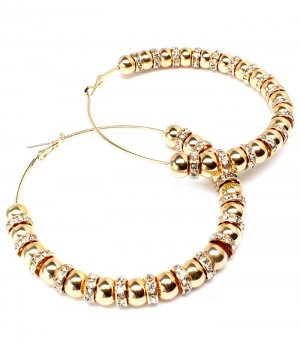 Clear Earring Hoop Pin Catch Celebrity Inspired Faux PearlBead Crystal Studs Metal C 11315-2169GDCLR