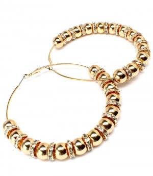 Clear Earring Hoop Pin Catch Celebrity Inspired Faux PearlBead Crystal Studs Metal C 11315-2170GDCLR