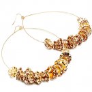 Brown Earring Fish Hook Hoop Celebrity InspiredBeads 17 Mm Bead 3 1 2 Inch Drop 11315-2173GDBRO