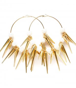 Aurore Boreale Earring Pin Catch Hoop Celebrity Inspired Fireball Spikes Horns Vario 11315-2181GDABO