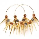 Brown Earring Pin Catch Hoop Celebrity Inspired Fireball Spikes Horns Various Size S 11315-2181GDBOB