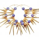 Purple Earring Pin Catch Hoop Celebrity Inspired Fireball Spikes Horns Various Size  11315-2181GDPRA