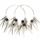 Black Earring Pin Catch Hoop Celebrity Inspired Fireball Spikes Horns Various Size S 11315-2181RDBLK
