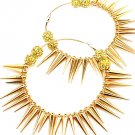 Green Earring Pin Catch Hoop Celebrity Inspired Fireball Spikes Horns 1 1 4 Inch Spi 11315-2185GDGNA