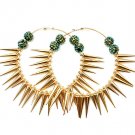 Green Earring Pin Catch Hoop Celebrity Inspired Fireball Spikes Horns 1 1 4 Inch Spi 11315-2185GDGNB