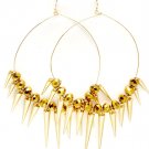 Gold Colored Earring Fish Hook Hoop Beads Spikes Various Spike Sizes 3 1 2 Inch Hoop 11315-2191GDGOD