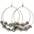 Black Earring Fish Hook Hoop Fireball Various Size Fireball Crystal Studs Multiple H 11315-2196BNBKA