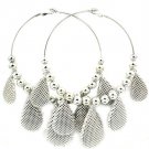 Silver Colored Earring Pin Catch Hoop Charm Beads Mesh Tear Drop 3 1 2 Inch Hoop 5 3 11315-4014RDSIV