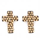 Brown Earring Post Earring Crystal Studs Cross 21 Mm Drop 11315-99118RDBRO