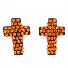 Orange Earring Post Earring Crystal Studs Cross 21 Mm Drop 11315-99118RDORG