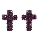 Purple Earring Post Earring Crystal Studs Cross 21 Mm Drop 11315-99118RDPUR