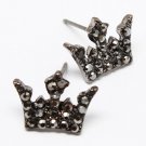 Black Earring Linear Drop Post Earring Crown Crystal Studs 14 Mm Width 11315-99809BNBLK