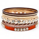 Brown Bracelet Bangle Stackable Threads Glass Stones / Various Hoops Patterns 1 1 2 116112-2004GDBRO