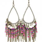 Multi Colored Earring Fish Hook Tear Drop Tassel Beads Texture Charm 2 Inch Tassel  116115-2432SOMLT