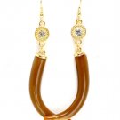 Brown Earring Fish Hook Formica Tusk Glass Stone Texture 2 1 4 Inch Drop 11615-1020GDBOA