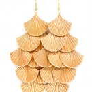 Peach Earring Fish Hook Cascade Maple Tree Leaves Texture Painted 3 3 4 Inch Drop 11615-1077GDPEA