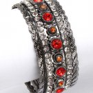 Red Bracelet Stackable Metal Casting Crystal Stone Crystal Studs 1 Inch Width 11622-0160BNRED