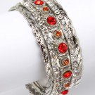 Red Bracelet Stackable Metal Casting Crystal Stone Crystal Studs 1 Inch Width 11622-0160RDRED