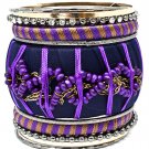 Purple Bracelet Bangle Stackable Glass Stones Mixed Beads Threads Metal Chains Fabri 11622-0852TTPUR
