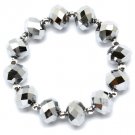 Silver Colored Bracelet Stretch Glass Bead 15 Mm Width 11622-99155RDSIV