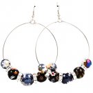 Black Earring Fish Hook Hoop RondelleBeads 2 1 2 Inch Drop 11625-0403RDBLK