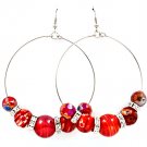 Red Earring Fish Hook Hoop RondelleBeads 2 1 2 Inch Drop 11625-0403RDRED
