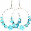 Blue Earring Fish Hook Hoop Beads Rondelle Bead Cluster Flower Crystal Studs 2 1 2 I 11625-0405RDBLU