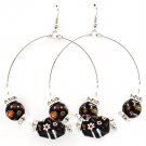 Black Earring Fish Hook Hoop RondelleBeads 2 1 2 Inch Drop 11625-0418RDBLK