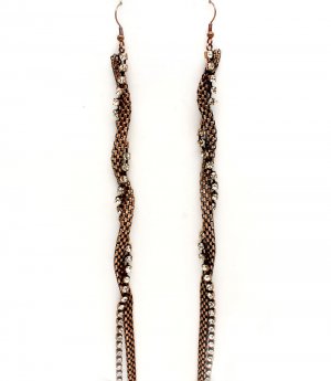Clear Earring Fish Hook Mesh Chain Crystal Studs Prong Set Multi Strand 7 Inch Drop 11625-1070COCLR